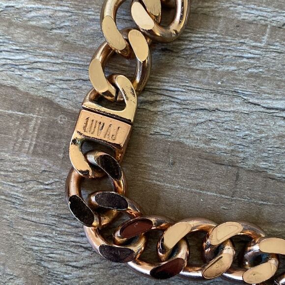 Luv Aj Rose Gold Thick Chain Oversized ID Necklace - Picture 2 of 4